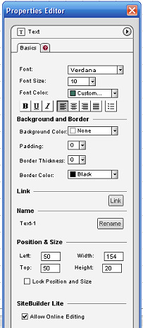 Text editing and formatting – Sitebuilder+