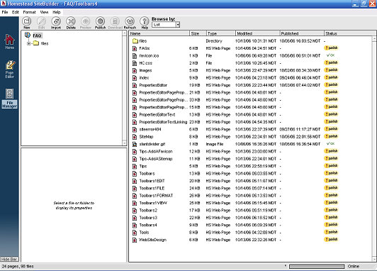 File Manager Screen Pages